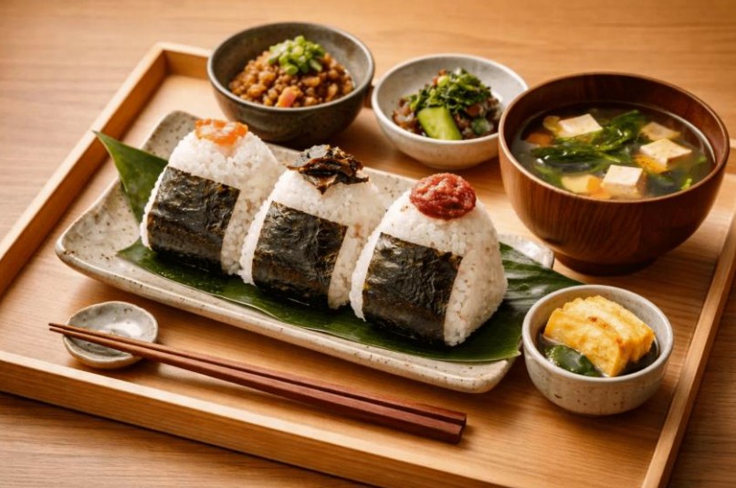 おにぎりの朝食